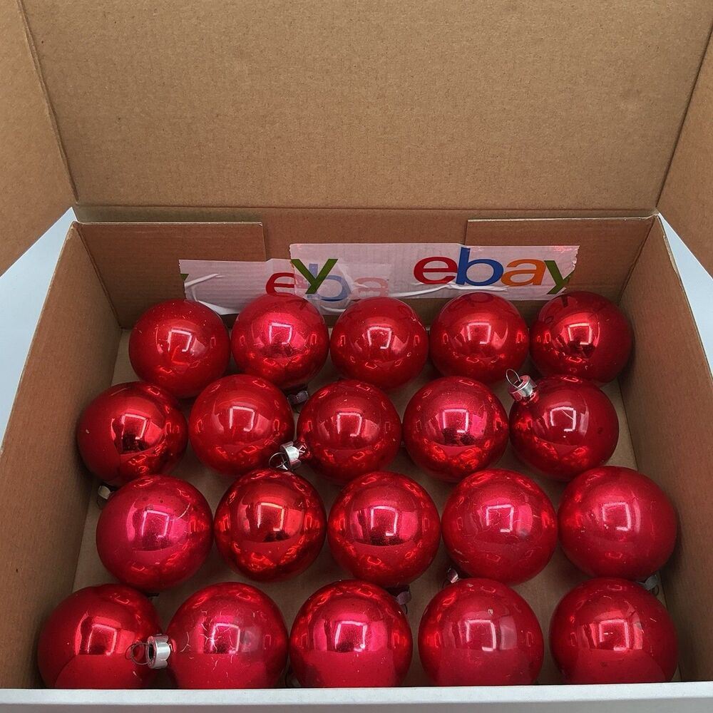Vintage Shiny Brite Red Glass Christmas Ornaments Large USA Mercury 3boxes Deal